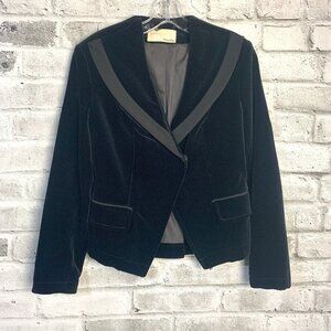 William Rast Black Velvet Fitted Structured Blazer Jacket